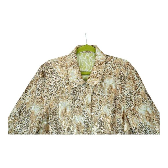 TravelSmith Women's Reversible Jacket Animal Print Pockets Sz Large Button Down - Picture 2 of 12